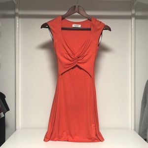 Orange cutout knotted front party dress